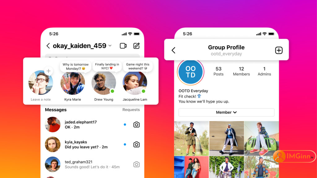 Feature new Instagram sharing: Notes, Group Profiles and more